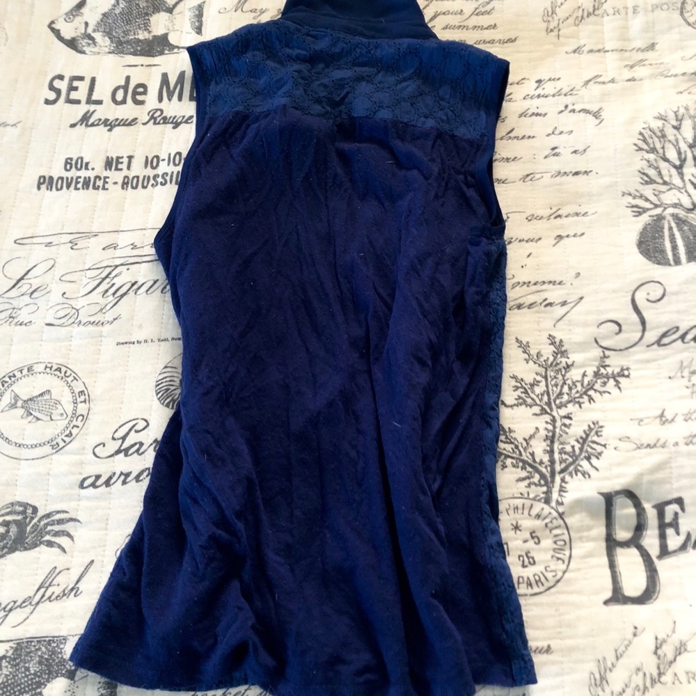 Navy Collared Tank Blouse - Picture 3 of 3